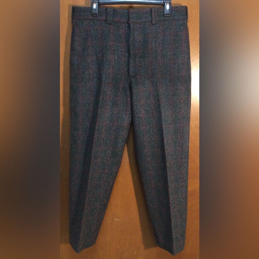 Woolrich Vintage Hunting Field Pants Red Stripe Heavy Wool 34"x28" Charcoal Gray
